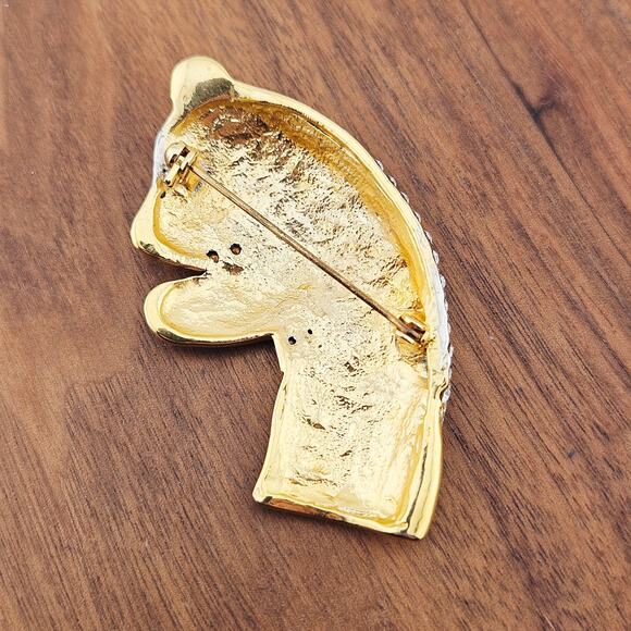 Panda Bear Brooch Pin Rhinestone Crystal Encrusted Statement Jewelry Grannycore - Picture 4 of 4